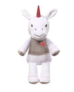 BabyOno Plyšová hračka s hrkálkou Jednorožec, 60 cm - biely