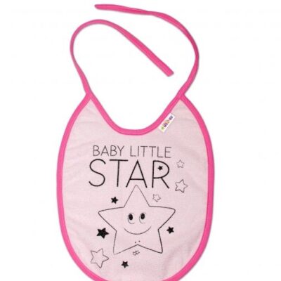 Nepromokavý podbradník, 24 x 23 cm Baby Nellys veľký Baby Little Star - ružová