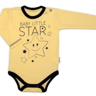 Baby Nellys Body dlhý rukáv, žlté, Baby Little Star