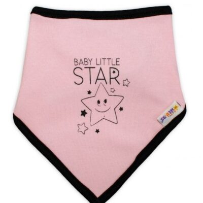 Detský bavlnený šatka na krk Baby Nellys, Baby Little Star - ružový