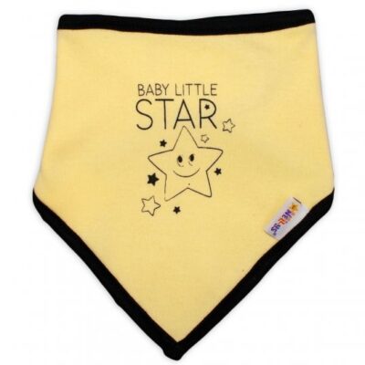 Detský bavlnený šatka na krk Baby Nellys, Baby Little Star - žltý
