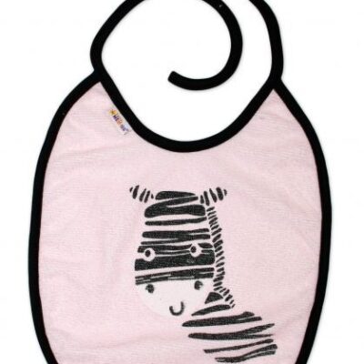 Nepromokavý podbradník, 24 x 23 cm Baby Nellys veľký Zebra - ružová