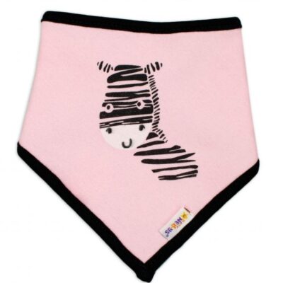 Detský bavlnený šatka na krk Baby Nellys, Zebra - ružový