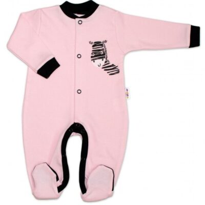 Baby Nellys Bavlnený overal Zebra - ružový, veľ. 56