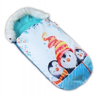 Fusak Baby Nellys Winter Friends Lux velvet s kožušinkou, 105x55 cm - kamaráti / tyrkys