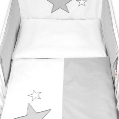 Mantinel s obliečkami Baby Stars - sivý, 120x90 cm