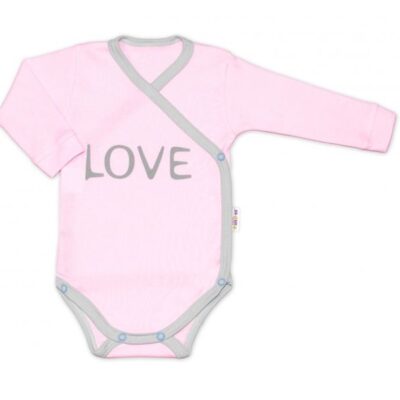 Baby Nellys Body dlhý rukáv Love - zapínanie bokom, ružové, veľ. 68
