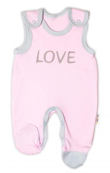 Dojčenské bavlnené dupačky Baby Nellys, Love - ružové, veľ. 56