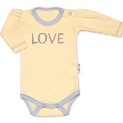 Baby Nellys Body dlhý rukáv Love - žltý, veľ. 62