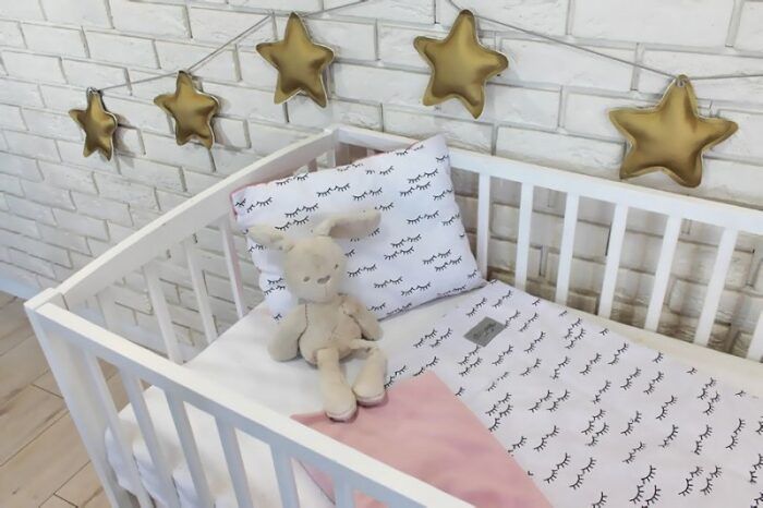 Baby Nellys 2-dielna súprava do postieľky Velvet růžový, spiace očká - Image 3