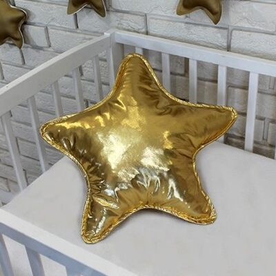 Baby Nellys Dekoračné obojstranný vankúšik - Hviezdička, 45 cm - zlatý