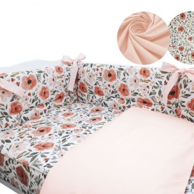 3-dielna sada mantinel s obliečkami Baby Nellys, Begónie, marhuľová