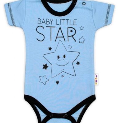 Body krátky rukáv Baby Nellys, Baby Little Star - modré, veľ. 86