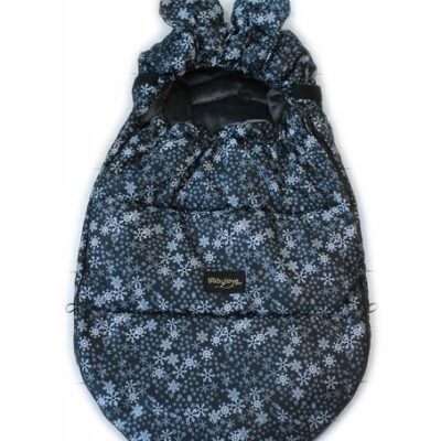 Baby Nellys nepremokavý fusak s uškami MIKI, fleece Velvet 90 x 50 cm - čierna s hviezdami