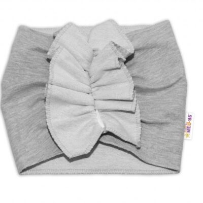 BABY NELLYS Detská čelenka Turban, sivá, 2 - 3 roky