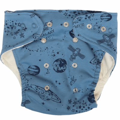 Mamatti Látková plienka EKO sada - nohavičky + 2 x plienka, Vesmír, veľ. 5 - 14 kg, modrá