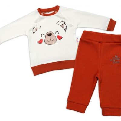 Baby Nellys Dojčenská tepláková súprava Teddy, dvojaké zap. pri krku - smotanová