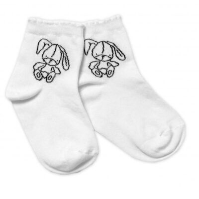 Baby Nellys Bavlnené ponožky Cute Bunny - biele, veľ. 104/116