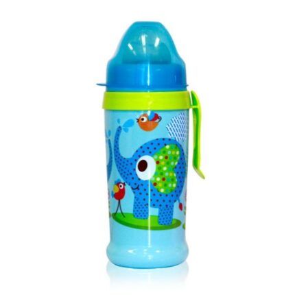 Netečúci fľaša Lorelli s náustkom 360 ml, klip ZOO, blue
