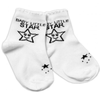 Baby Nellys Bavlnené ponožky Baby Little Star - biele, veľ. 104/116