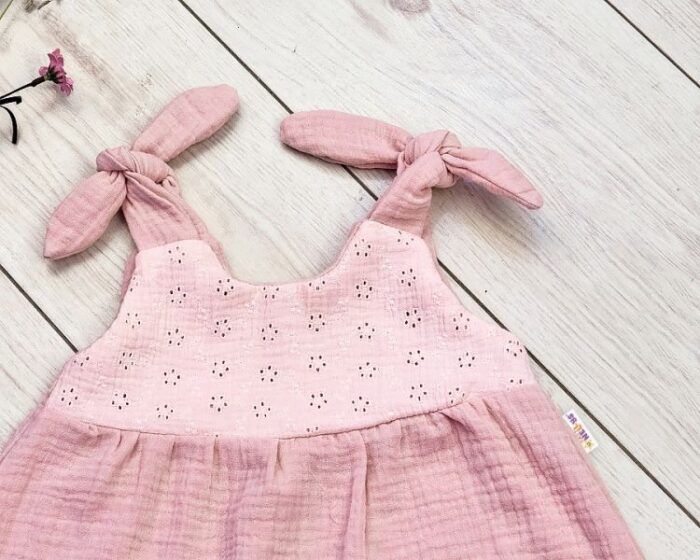 Baby Nellys Letné ľahučké mušelínové šaty Summer -  pudrová, marhula, veľ. 68/74 - Image 3