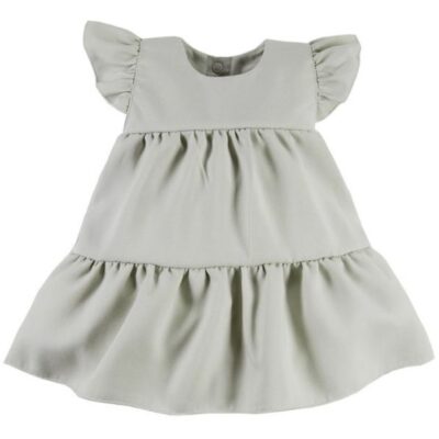 EEVI Dievčenské šaty s volánikmi Nature - khaki, veľ. 74