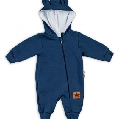 Baby Nellys ® Teplákový overal s kapucňou - granát, veľ. 80
