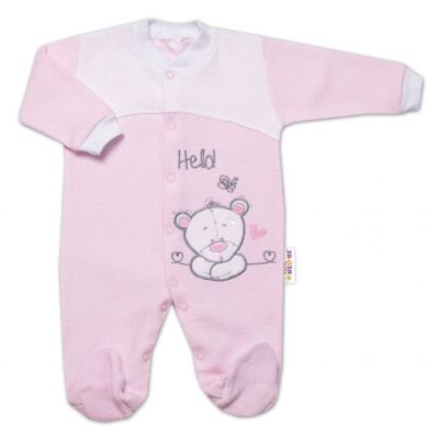 Baby Nellys Dojčenský overal froté, Macko Hello, veľ. 68