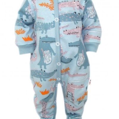 Baby Nellys Dojčenský overálok, pyžámko Krokodíl Eda, mint