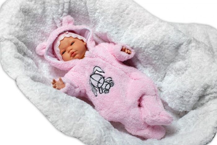 Baby Nellys Chlpáčkový overálek s kapucňou, Cute Bunny - svetlo ružový, veľ. 62 - Image 3