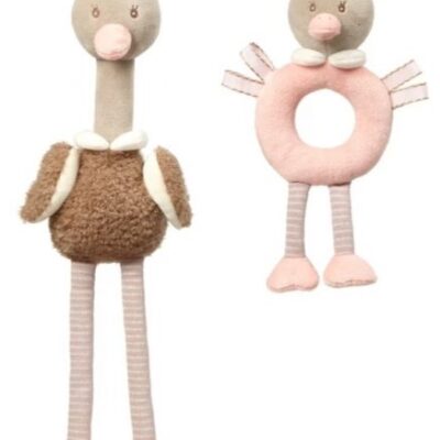 BabyOno Sada edukačných hračiek - Ostrich Mcknox family, sivá, ružová