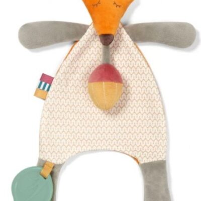BabyOno Prítulníček s pískatkom a hryzátkom- Skinny Mate Pett, sivá, oranžová