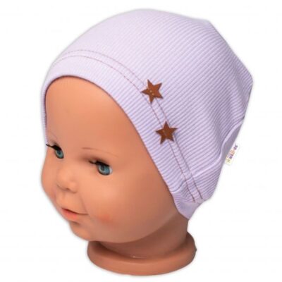 Baby Nellys Rebrovaná čiapka Hviezdičky - lila