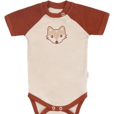 Mamatti Dojčenské body kr. rukáv, Baby Fox - béžová/hnedá