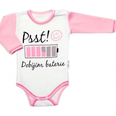 Body dlhý rukáv s vtipným textom Baby Nellys, Psst! Dobíjím baterie, holka