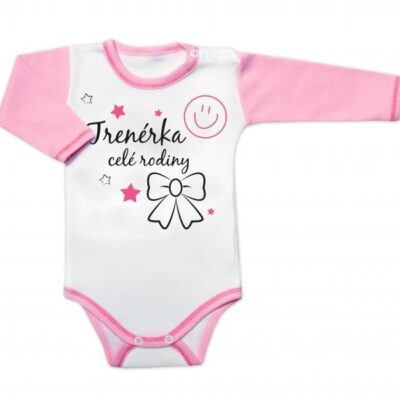 Body dlhý rukáv s vtipným textom Baby Nellys, Trenérka celé rodiny