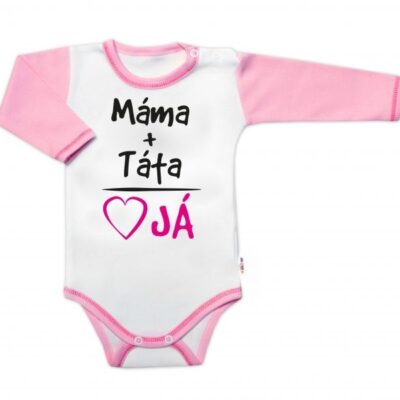 Body dlhý rukáv s vtipným textom Baby Nellys, Máma+Táta, holka
