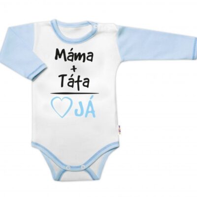 Body dlhý rukáv s vtipným textom Baby Nellys, Máma+Táta, veľ. 80, chalan