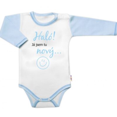 Body dlhý rukáv s vtipným textom Baby Nellys, Haló! Ja jsem tu nový, veľ. 62, chalan