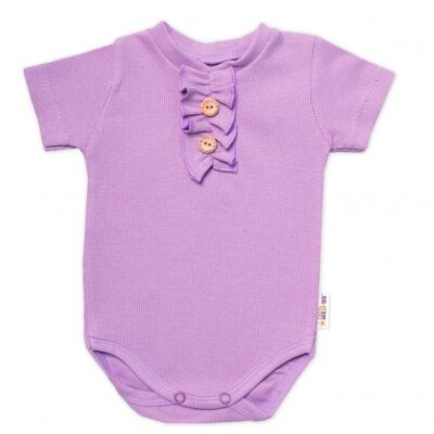Baby Nellys Dojčenské rebrované body s gombíkmi kr. rukáv, Girl - lila, veľ 68