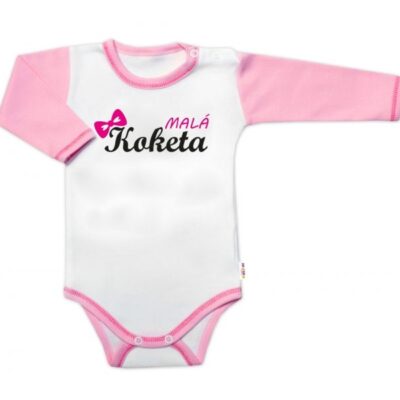 Body dlhý rukáv s vtipným textom Baby Nellys, Malá Koketa, holka, veľ. 68
