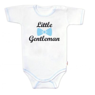 Body krátky rukáv s vtipným textom Baby Nellys, Little Gentleman, chalan