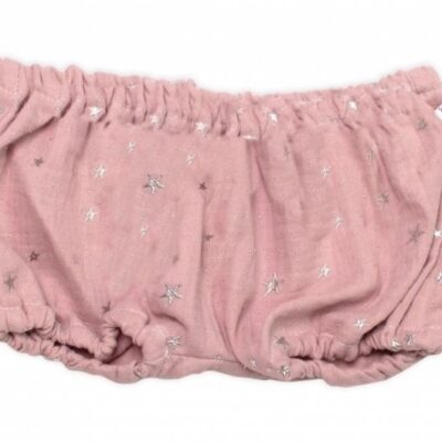 Baby Nellys mušelínové letné kraťasky Stars, pudrové
