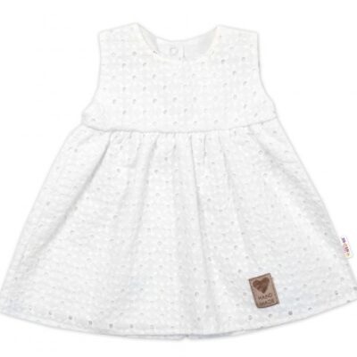 Baby Nellys Ľahké Handmade šatičky Madeira, biele, veľ. 104