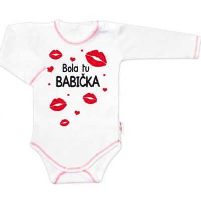 Body dlhý rukáv s vtipným textom Baby Nellys, Bola tu BABIČKA