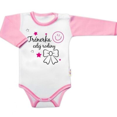 Body dlhý rukáv s vtipným textom Baby Nellys, Trenérka celej rodiny, veľ. 80