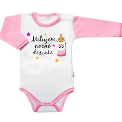Body dlhý rukáv s vtipným textom Baby Nellys, Milujem nočné desiate, holka