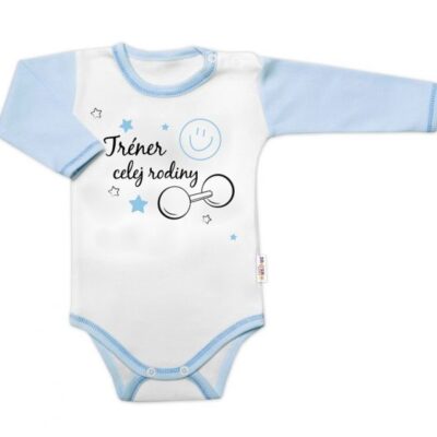 Body dlhý rukáv s vtipným textom Baby Nellys, Trenér celej rodiny, veľ. 86
