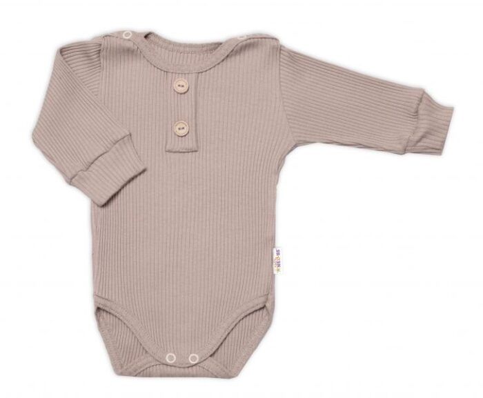 Baby Nellys 3-dielna rebrovaná súpr. Hand Made, body, tepláčiky a čiapočka, béžová, veľ.68 - Image 3