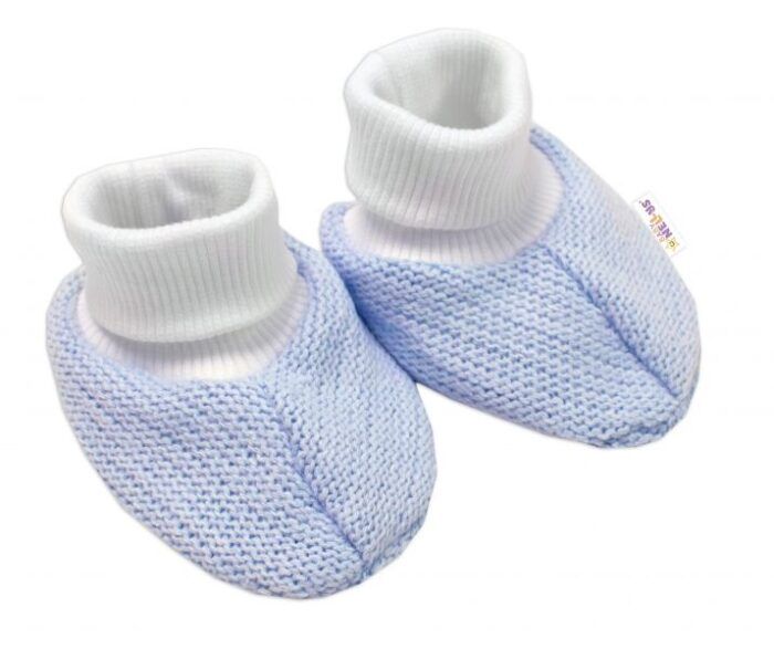 Baby Nellys 3-dielna súprava Hand made, pletený kabátik, kalhoty a topánočky, modrá - Image 4